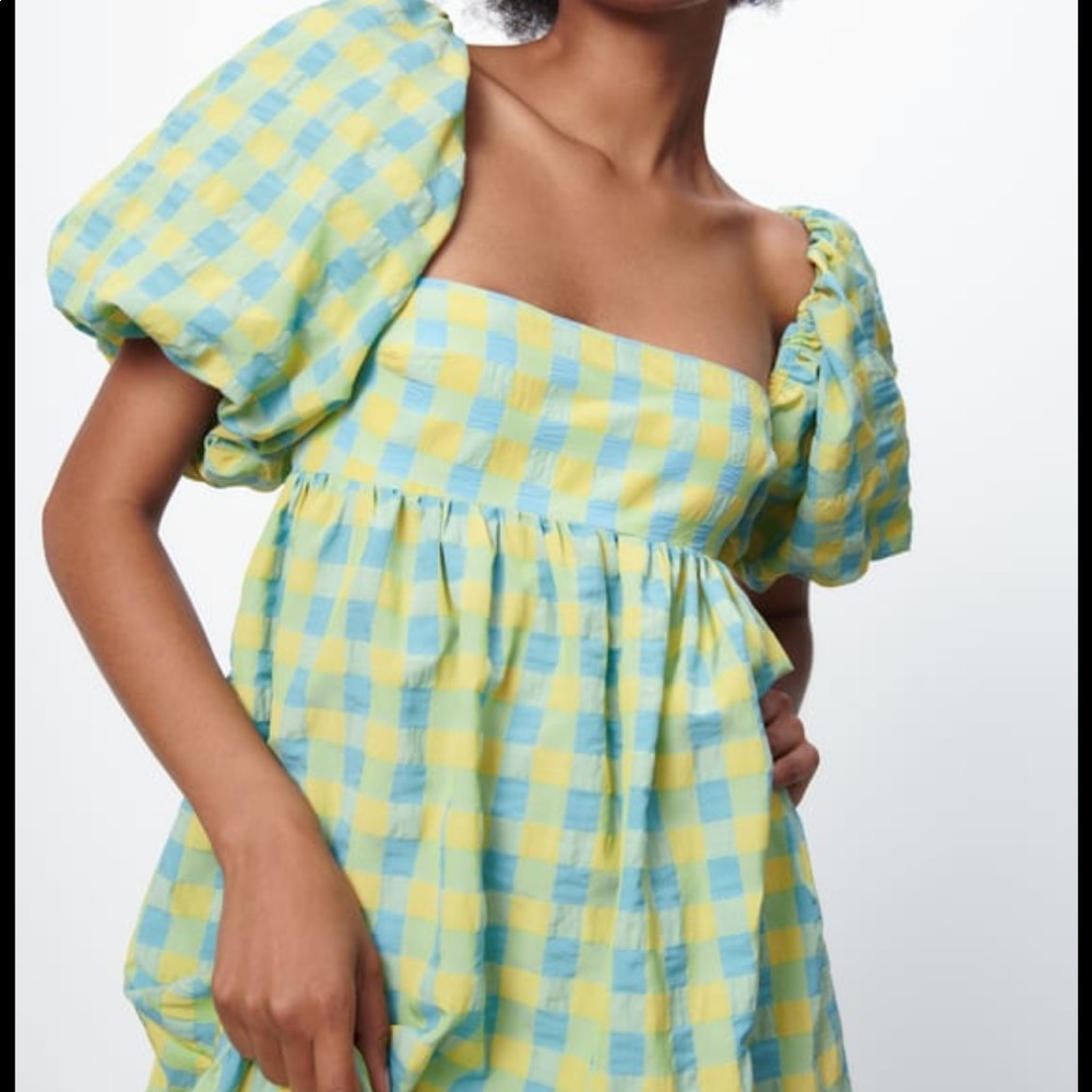Zara Green Plaid Midi Dress